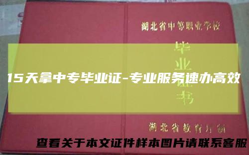15天拿中专毕业证-专业服务速办高效