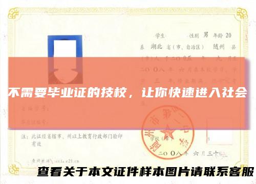 不需要毕业证的技校，让你快速进入社会