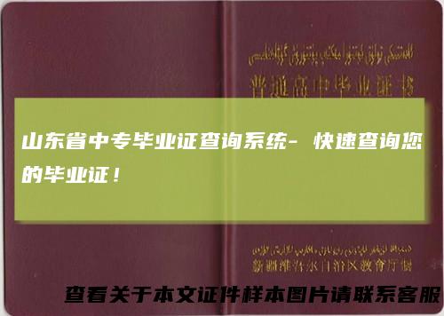 山东省中专毕业证查询系统-快速查询您的毕业证!