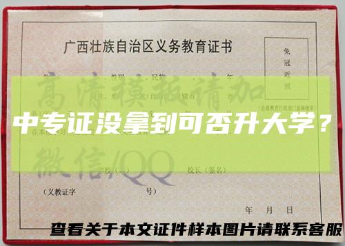中专证没拿到可否升大学？