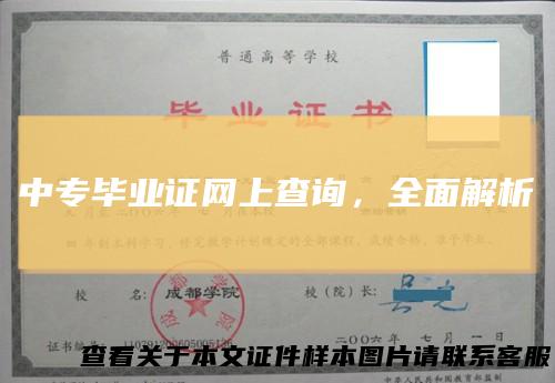 中专毕业证网上查询，全面解析