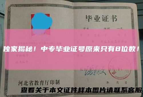 独家揭秘!中专毕业证号原来只有8位数!
