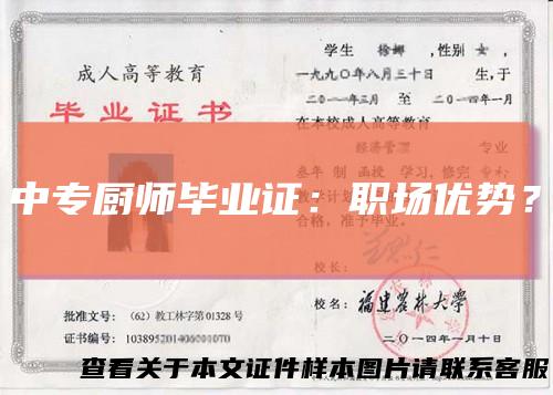 中专厨师毕业证：职场优势？