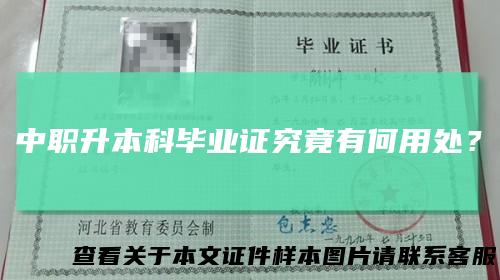 中职升本科毕业证究竟有何用处?