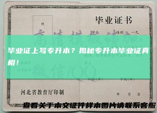 毕业证上写专升本?揭秘专升本毕业证真相!