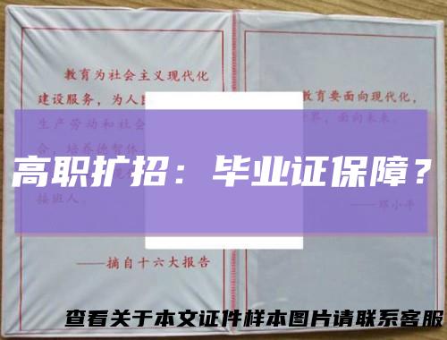高职扩招:毕业证保障?