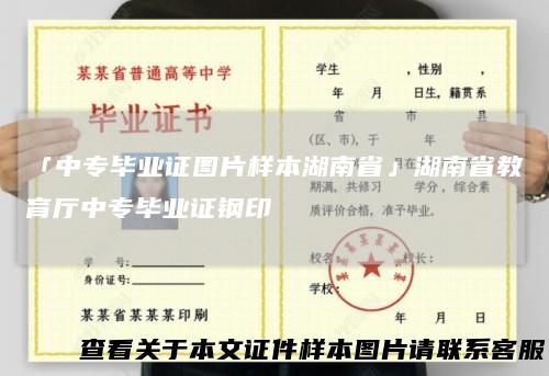 「中专毕业证图片样本湖南省」湖南省教育厅中专毕业证钢印