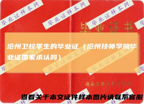 沧州卫校学生的毕业证(沧州技师学院毕业证国家承认吗)