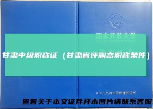 甘肃中级职称证（甘肃省评副高职称条件）