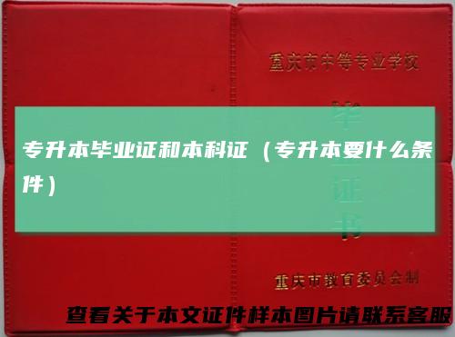 专升本毕业证和本科证(专升本要什么条件)
