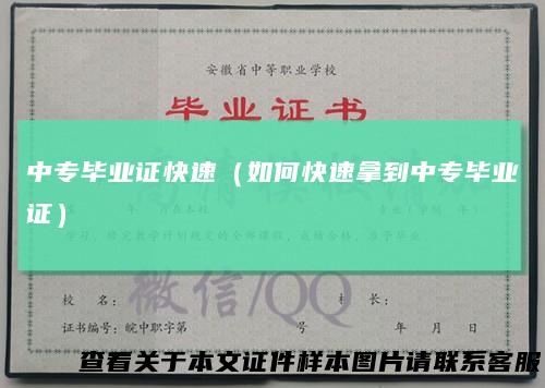 中专毕业证快速(如何快速拿到中专毕业证)