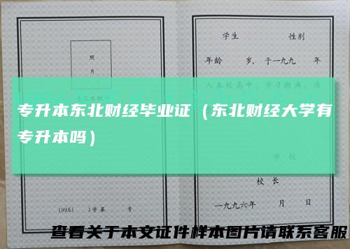 专升本东北财经毕业证（东北财经大学有专升本吗）