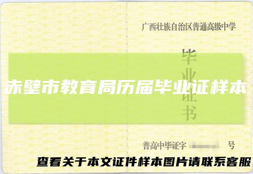 赤壁市教育局历届毕业证样本