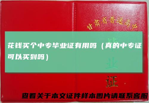 花钱买个中专毕业证有用吗（真的中专证可以买到吗）