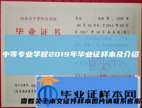 中等专业学校2019年毕业证样本及介绍