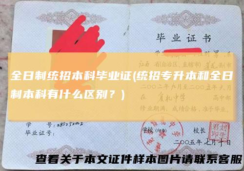 全日制统招本科毕业证(统招专升本和全日制本科有什么区别？)