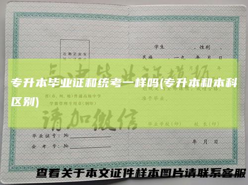 专升本毕业证和统考一样吗(专升本和本科区别)