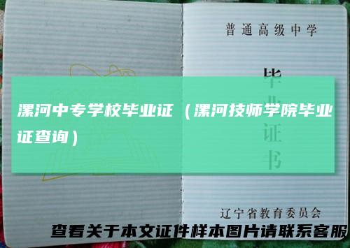 漯河中专学校毕业证(漯河技师学院毕业证查询)