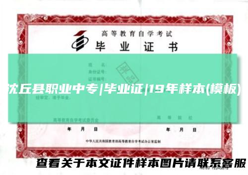沈丘县职业中专|毕业证|19年样本(模板)