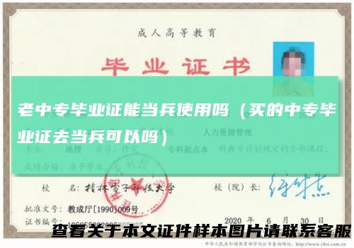 老中专毕业证能当兵使用吗(买的中专毕业证去当兵可以吗)