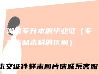 湖南专升本的毕业证(专升本和本科的区别)