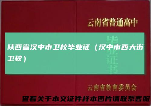 陕西省汉中市卫校毕业证（汉中市西大街卫校）