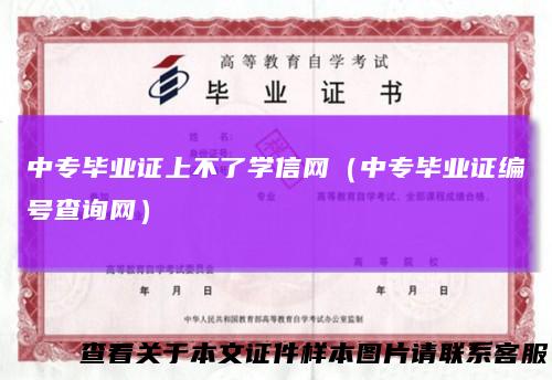 中专毕业证上不了学信网（中专毕业证编号查询网）