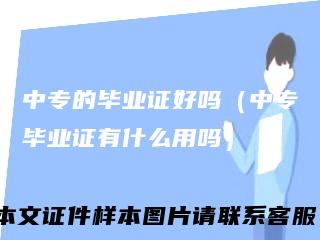 中专的毕业证好吗(中专毕业证有什么用吗)