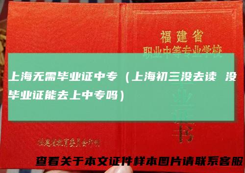 上海无需毕业证中专（上海初三没去读没毕业证能去上中专吗）