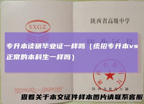 专升本读研毕业证一样吗(统招专升本vs正常的本科生一样吗)