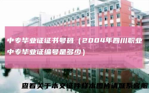 中专毕业证证书号码（2004年四川职业中专毕业证编号是多少）