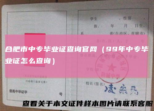 合肥市中专毕业证查询官网（99年中专毕业证怎么查询）