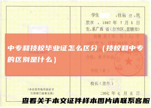 中专和技校毕业证怎么区分(技校和中专的区别是什么)
