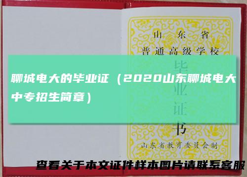 聊城电大的毕业证（2020山东聊城电大中专招生简章）