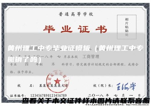 黄州理工中专毕业证模板(黄州理工中专撤销了吗)