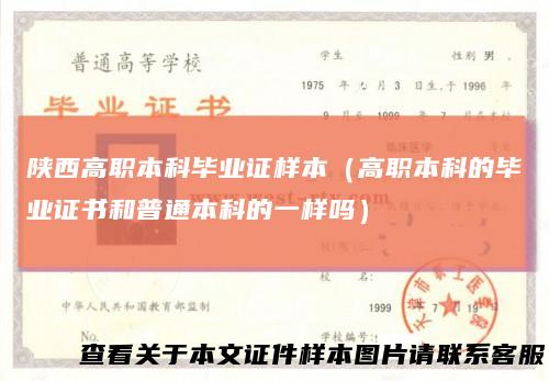 陕西高职本科毕业证样本(高职本科的毕业证书和普通本科的一样吗)