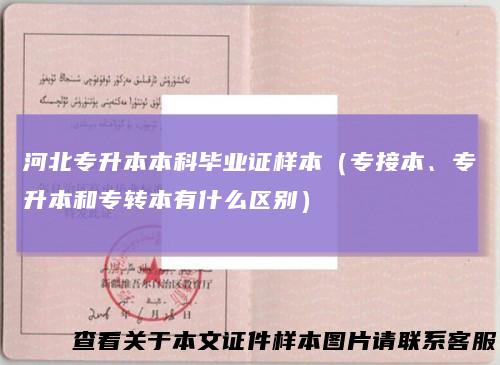 河北专升本本科毕业证样本(专接本、专升本和专转本有什么区别)