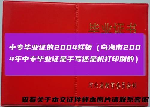 中专毕业证的2004样板（乌海市2004年中专毕业证是手写还是机打印刷的）
