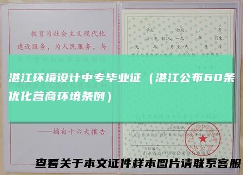 湛江环境设计中专毕业证（湛江公布60条优化营商环境条例）