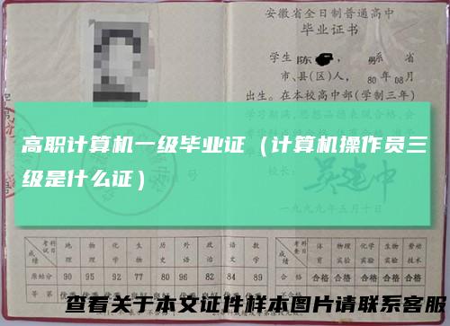 高职计算机一级毕业证(计算机操作员三级是什么证)