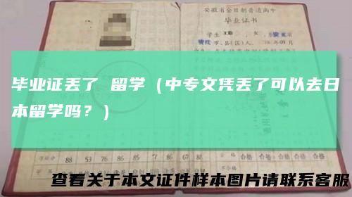 毕业证丢了留学（中专文凭丢了可以去日本留学吗？）