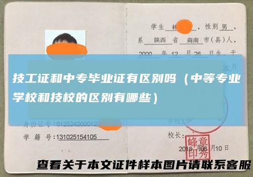 技工证和中专毕业证有区别吗(中等专业学校和技校的区别有哪些)