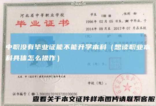 中职没有毕业证能不能升学本科（想读职业本科具体怎么操作）