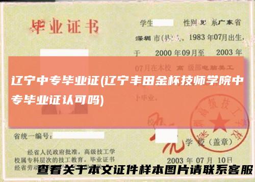 辽宁中专毕业证(辽宁丰田金杯技师学院中专毕业证认可吗)