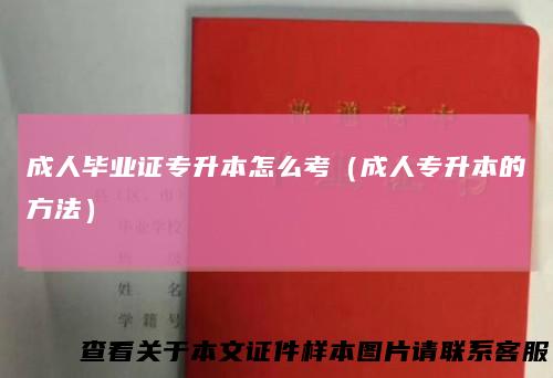 成人毕业证专升本怎么考（成人专升本的方法）