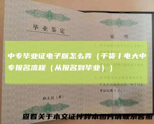 中专毕业证电子版怎么弄(干货丨电大中专报名流程(从报名到毕业))
