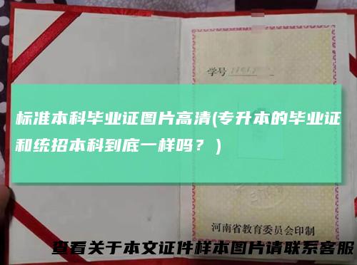 标准本科毕业证图片高清(专升本的毕业证和统招本科到底一样吗？）
