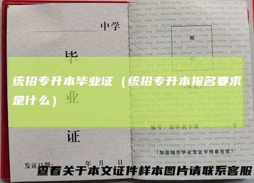 统招专升本毕业证(统招专升本报名要求是什么)