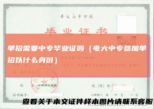 单招需要中专毕业证吗(电大中专参加单招以什么身份)