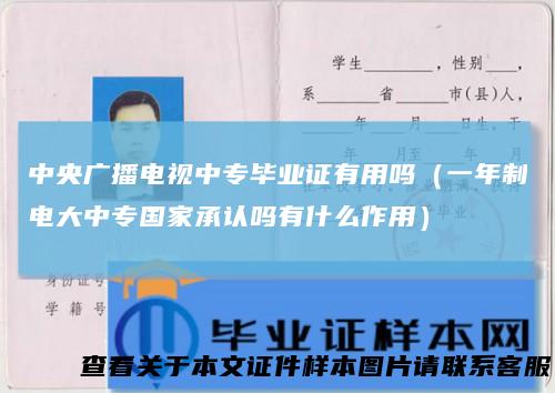 中央广播电视中专毕业证有用吗(一年制电大中专国家承认吗有什么作用)